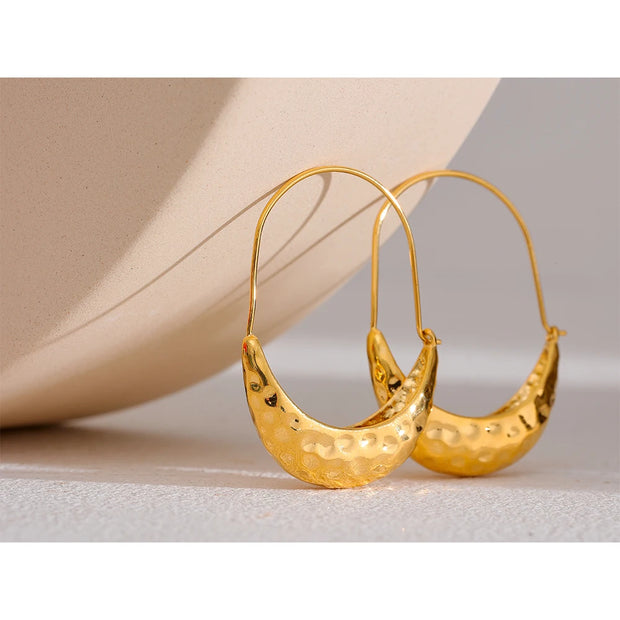 Golden Drop Hoop Earrings