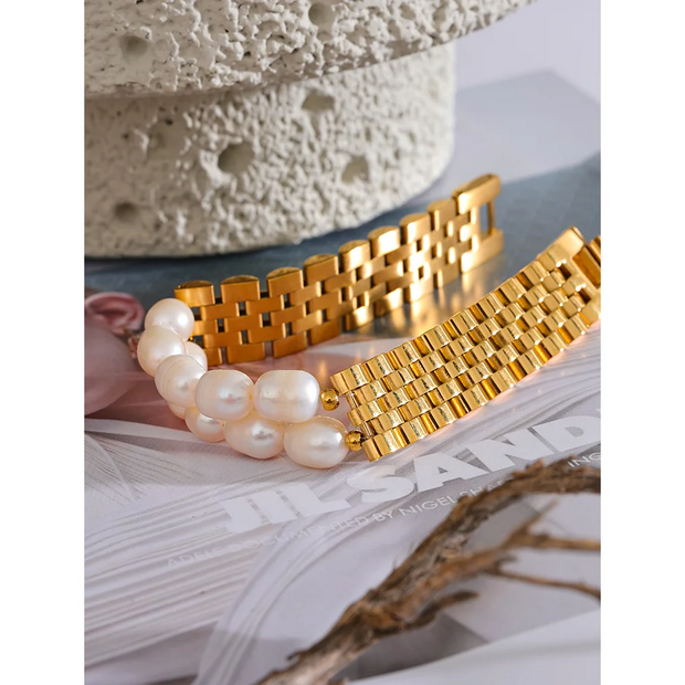 Pearl Cuban Chain Bracelet