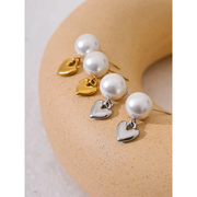 Pearl Heart Drop Earrings