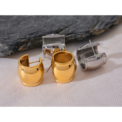 C-Shape Metal Huggie Earrings