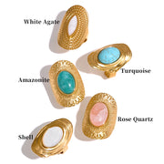 Natural Stone Pink Green Turquoise Hyperbolic Ring