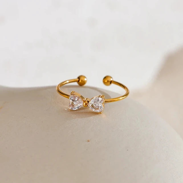 Shiny Bow Knot CZ Ring