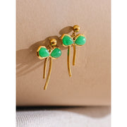 Green Stone Bow Knot Earrings