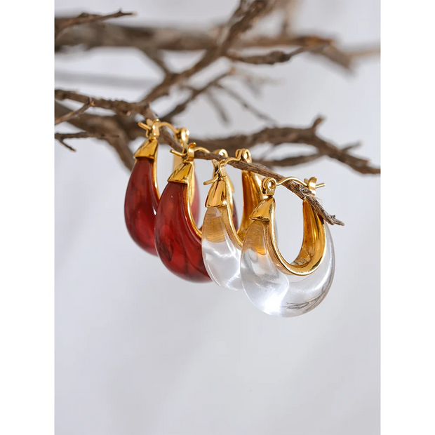 Acetic Acid Resin Hoop Earrings