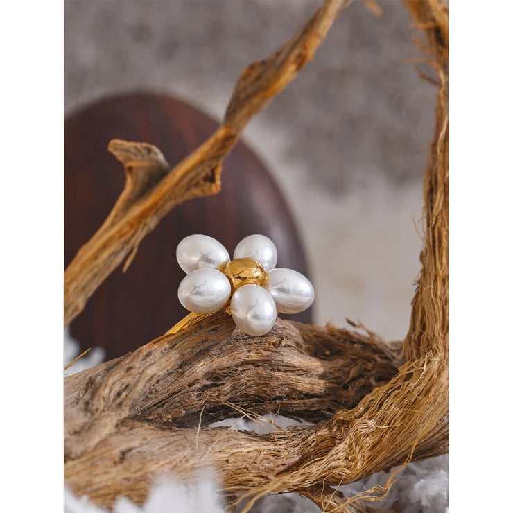 Pearl Flower Adjustable Ring