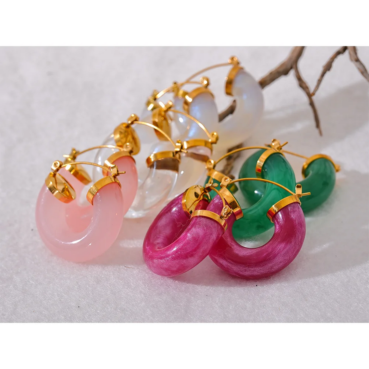 Colorful Resin Y2K Hoop Earrings