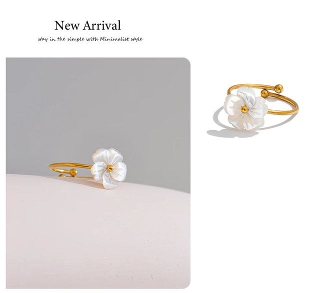 Shell Flower Adjustable Ring