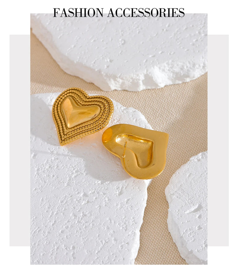 Stainless Steel Heart Love Stud Earrings