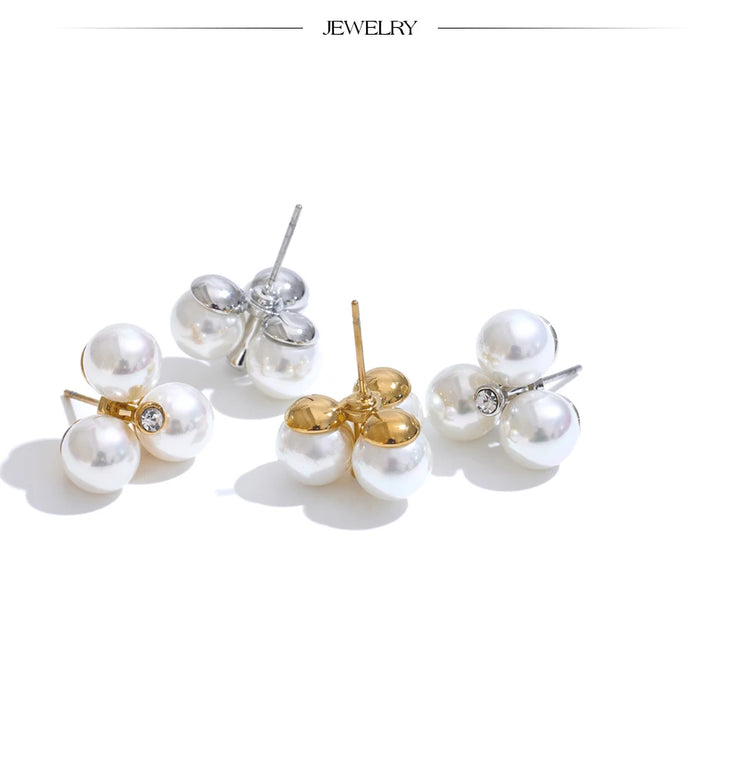 Pearl Flower Stud Earrings