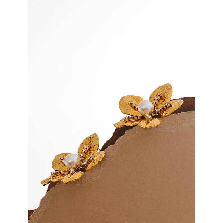 Gold Flower Stud Earrings