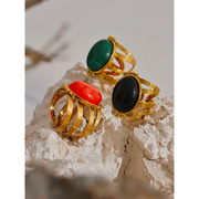 Red Black Green Stone Ring