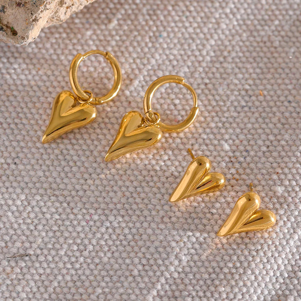 Gold Heart Huggie Earrings