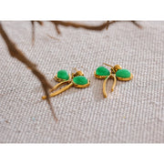 Green Stone Bow Knot Earrings