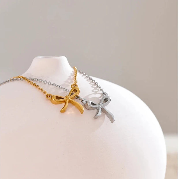 Minimalist Bow Knot Pendant Necklace