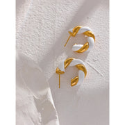 Twist Enamel Hoop Earrings