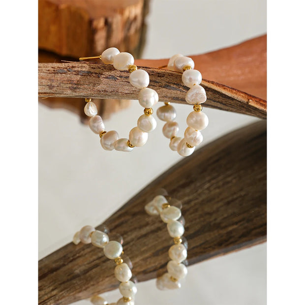 Irregular Pearl Bead Hoops