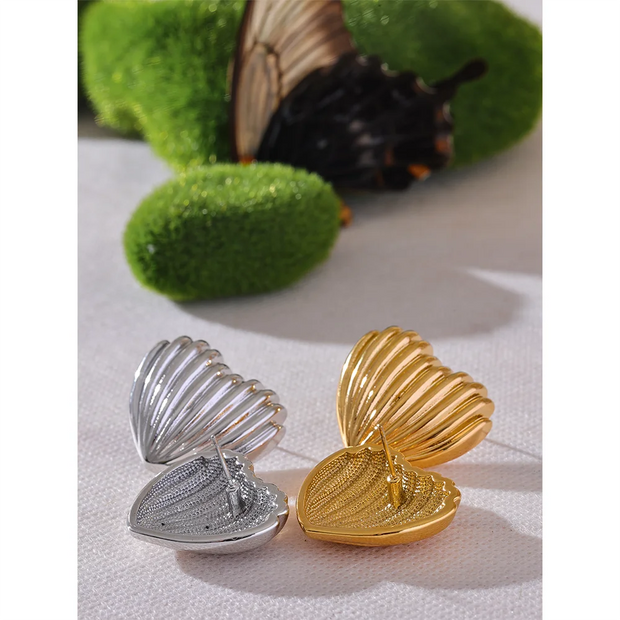 Heart Stripe Stud Earrings