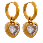 Zirconia Heart Hoop Earrings