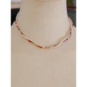 Colorful Zircon & Pearl Necklace