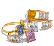 Colorful CZ Square Ring