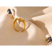 Imitation Pearls Metal Open Ring