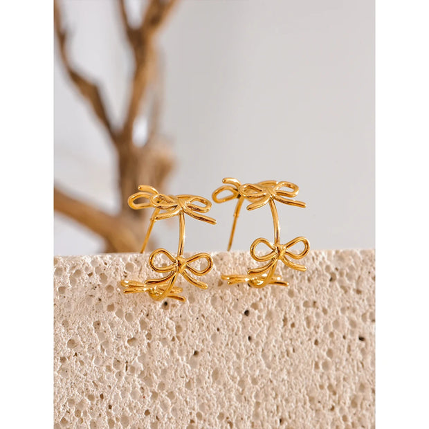 C-Shaped Bow Knot Hoop Earrings