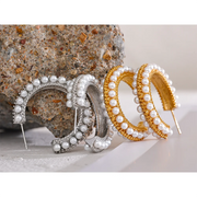 Elegant Pearl C-Hoop Earrings