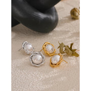 Pearl Flower Stud Earrings