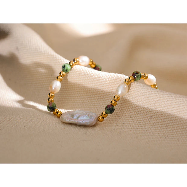 Luxury Baroque Epidote & Pearl Bracelet