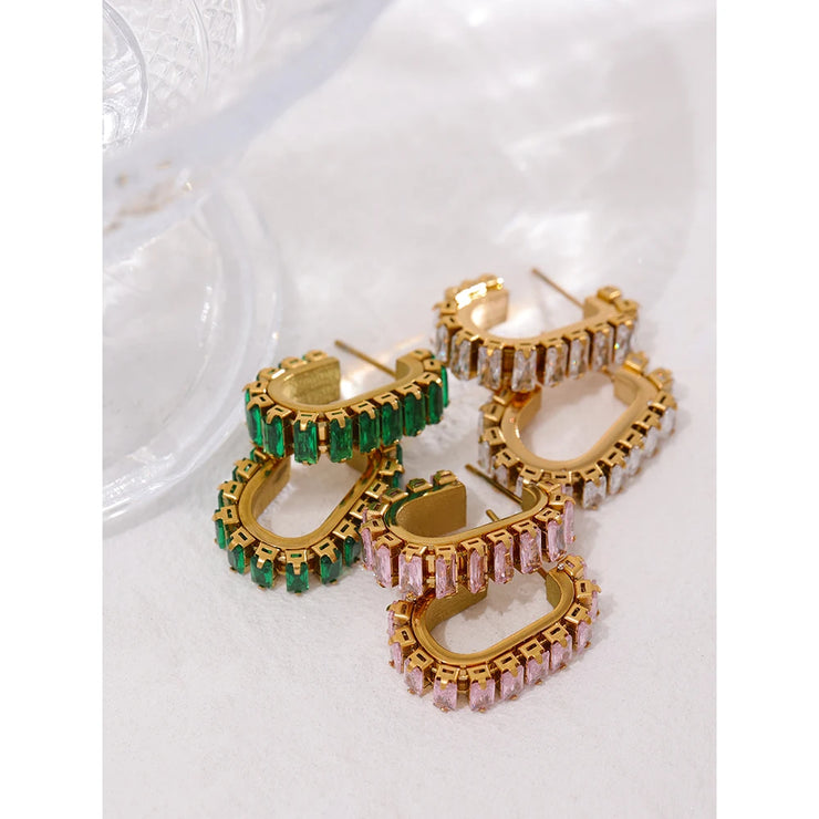 316L Zirconia Geometric Earrings