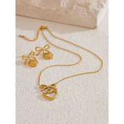 Bow knot Heart Lover Necklace Earrings Set