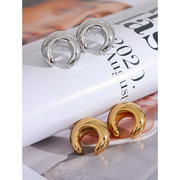 Cow Horn Moon Stud Earrings