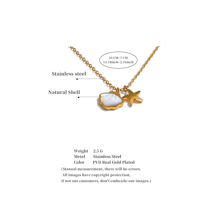 Natural Shell Starfish Pendant Necklace