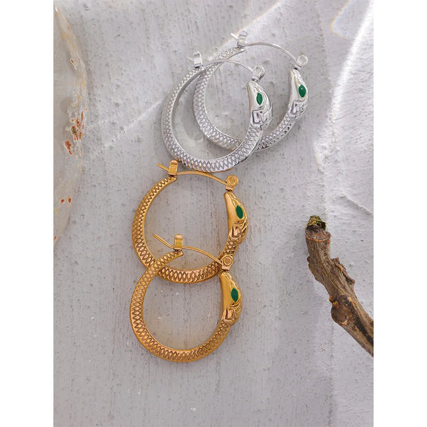 Gold Snake Hoop Earrings