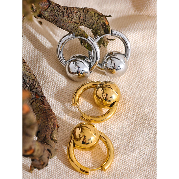 Round Ball Hoop Earrings