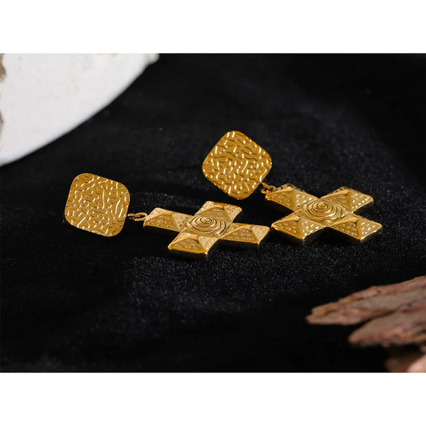 Square Cross Drop Earrings