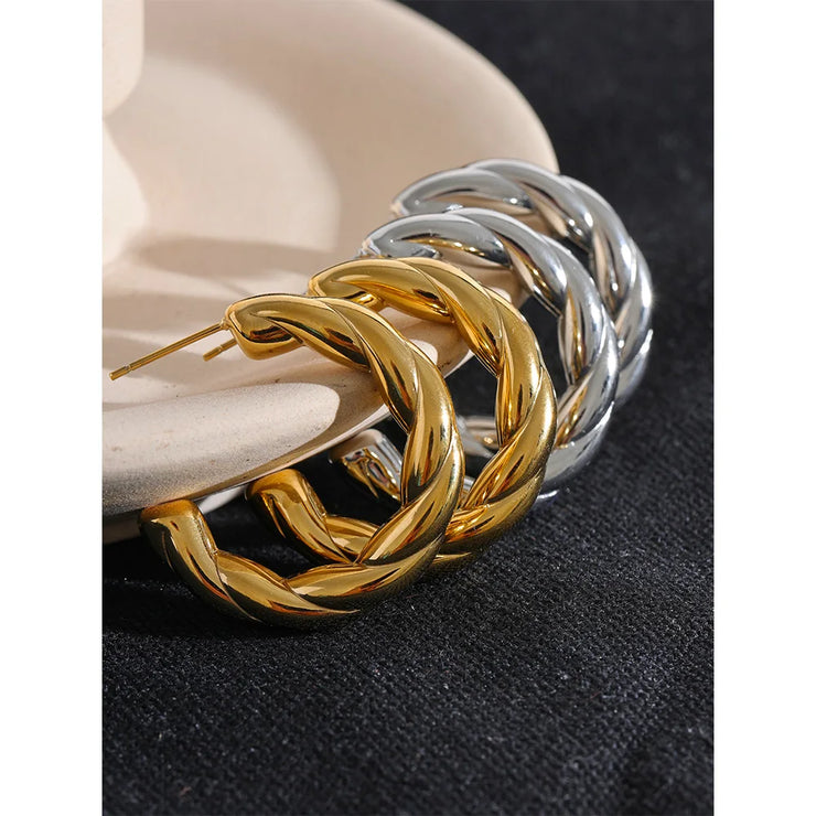 C Shape Geometric Twisted Earrings