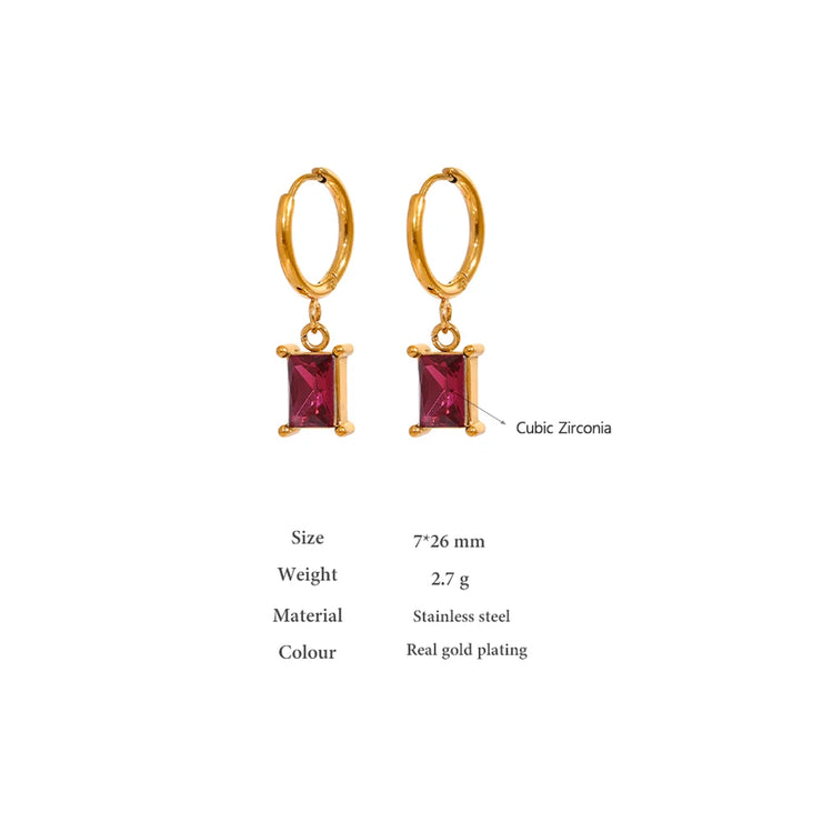 Colorful Zirconia Huggie Hoop Earrings