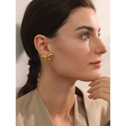 Gold Bow Knot Stud Earrings