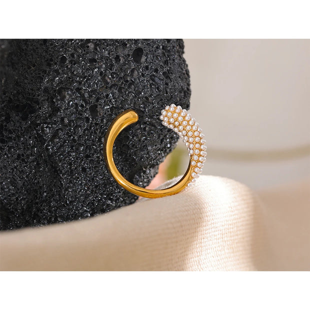 Imitation Pearls Golden Open Ring