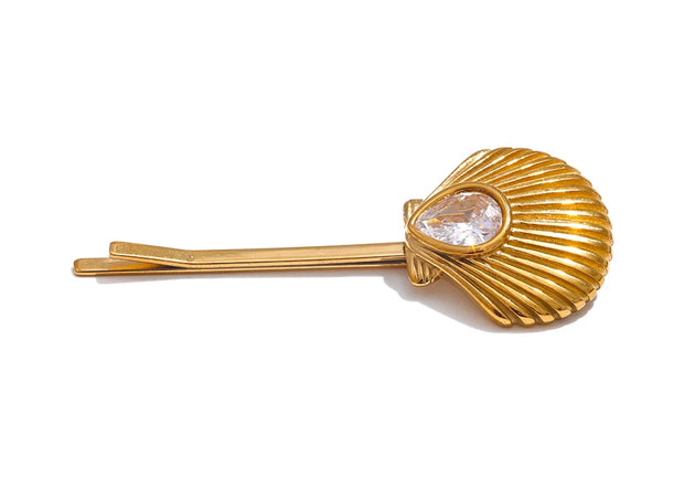 Bling Cubic Zirconia Shell Hair Clip