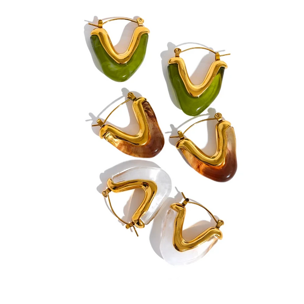 V-Shape Acrylic Hoop Earrings