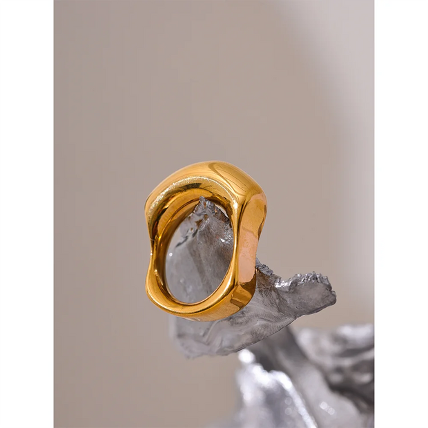 Geometric Gold Color Cast Ring