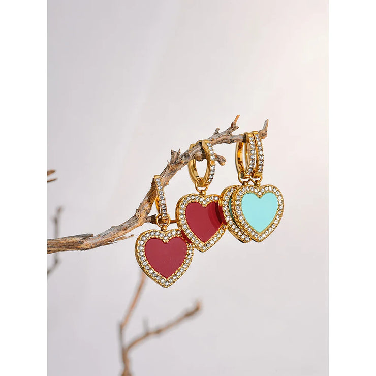 Zircon & Shell Heart Earrings