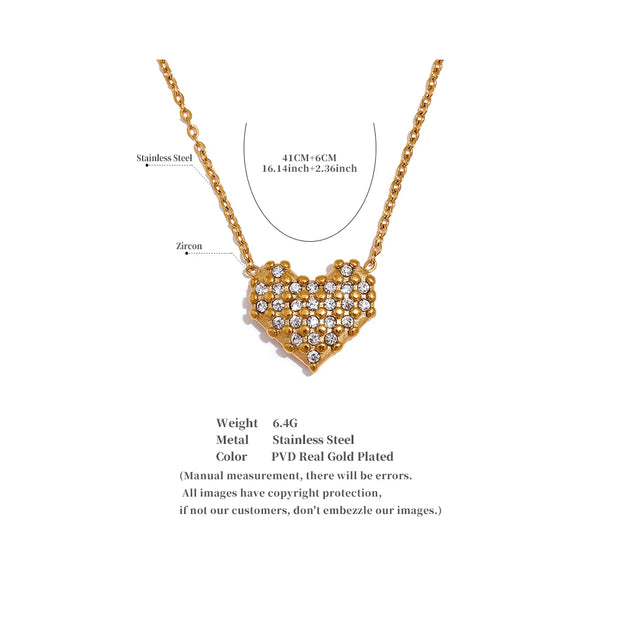 Bling CZ Heart Pendant Necklace