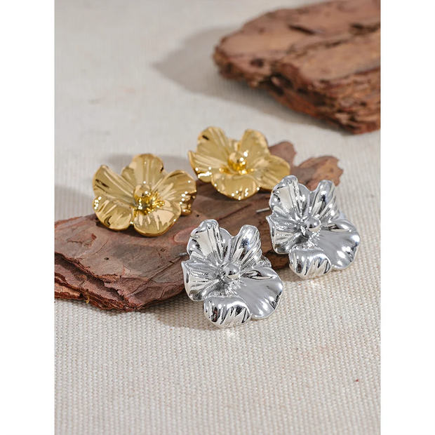 Metal Flower Stud Earrings