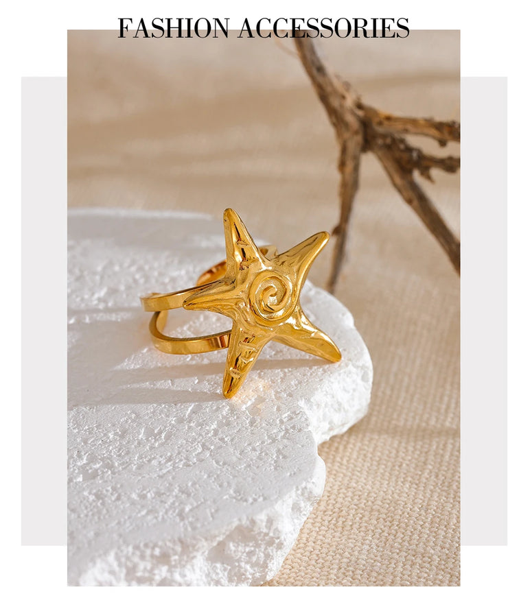 Starfish Open Adjustable Ring