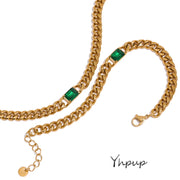 Green Cubic Zircon Clavicle Necklace