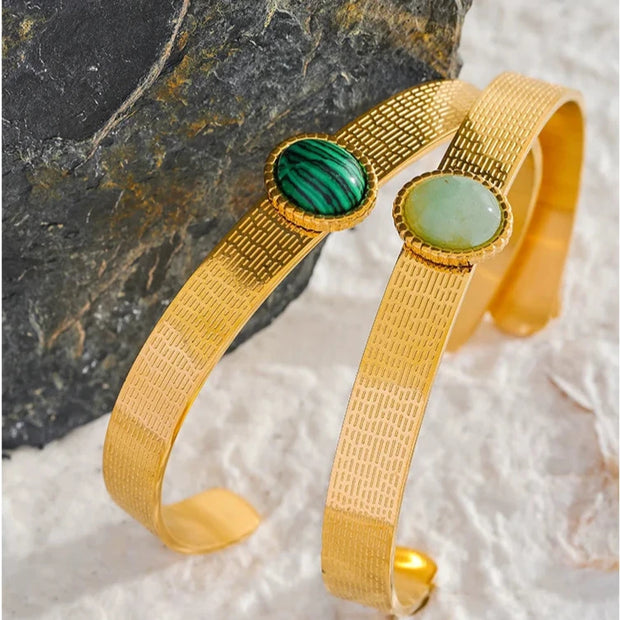 Green Aventurine Open Cuff Bracelet