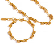 18k Gold Plated Necklace Bracelet Jewelry Set